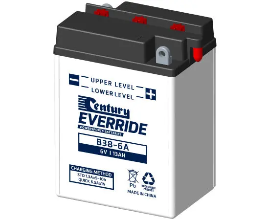 Century B38-6A Motorcycle Battery - 6V 13Ah 1
