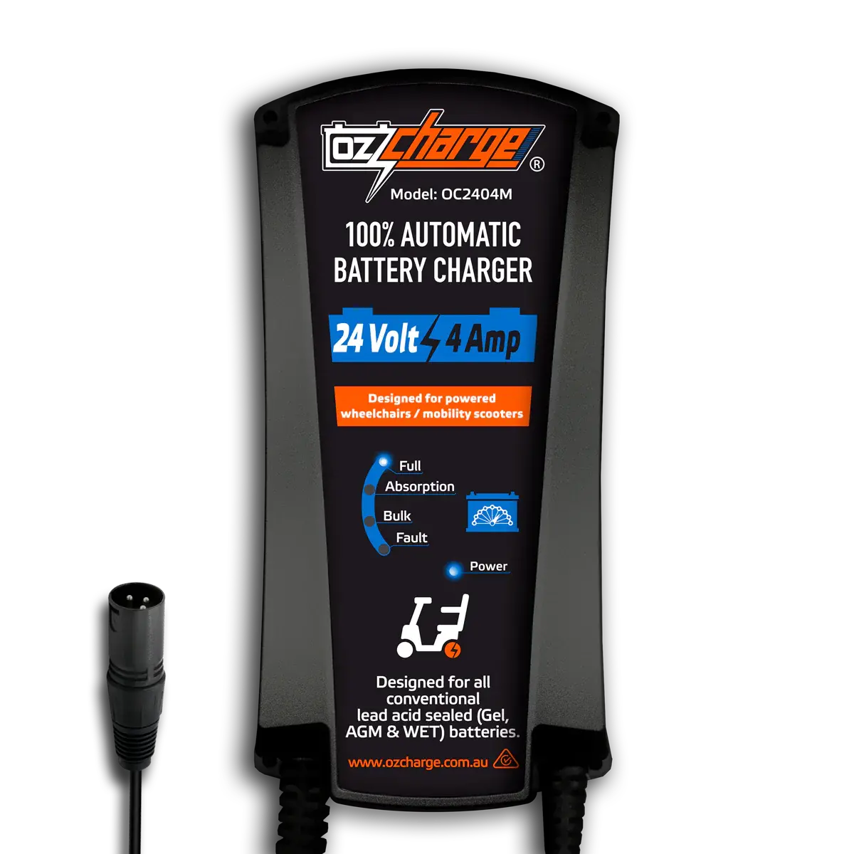 Ozcharger 24V 4A Mobility Scooter Battery Charger & Maintainer - Oc-2404M 1