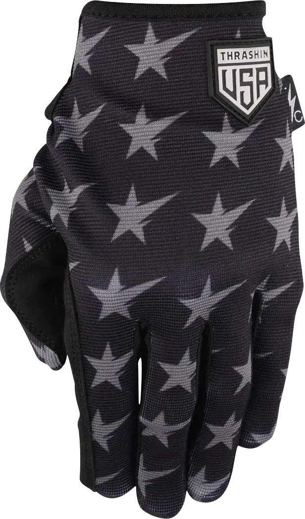Thrashin Supply Co. Stars & Bolts Stealth Gloves - Black/Grey 2
