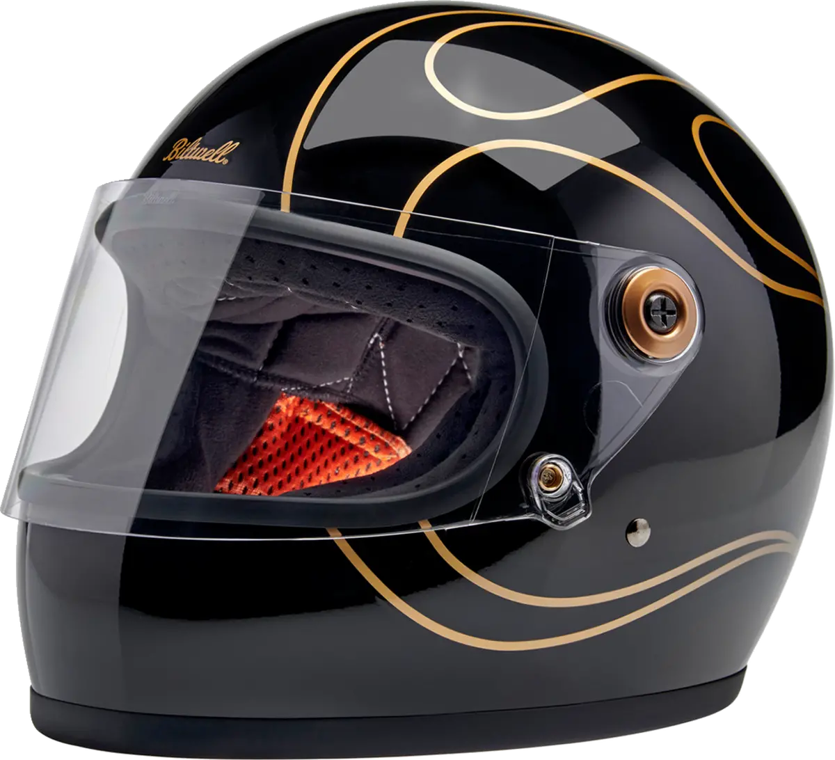 Biltwell Gringo S Helmet - Gloss Black Flames 1