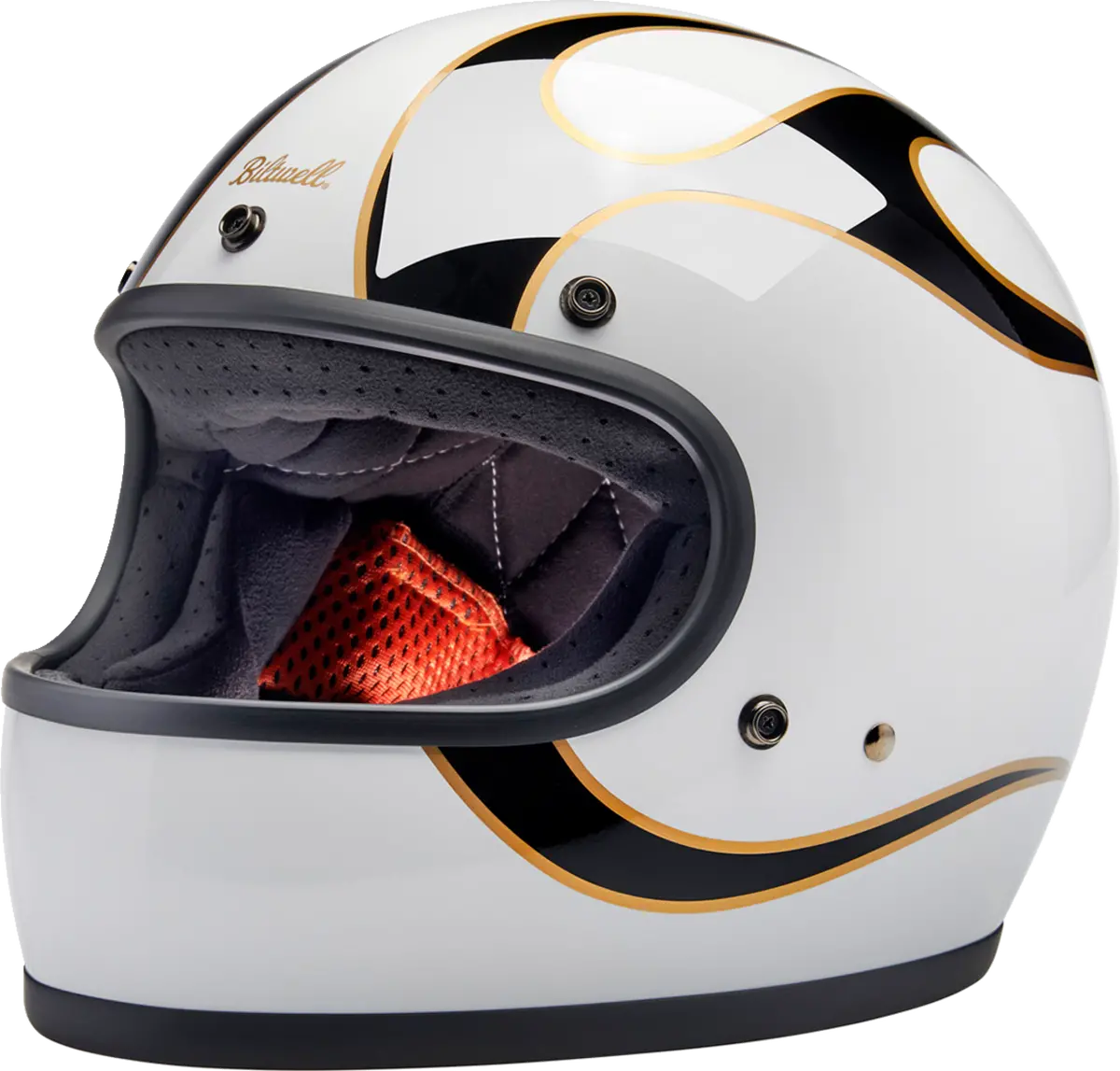 Biltwell Gringo Helmet - Flames - White/Black 1