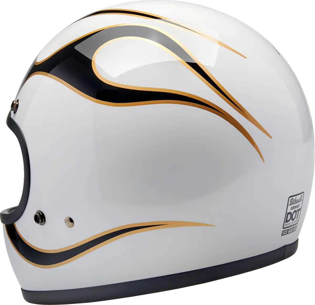 Biltwell Gringo Helmet - Flames - White/Black 2