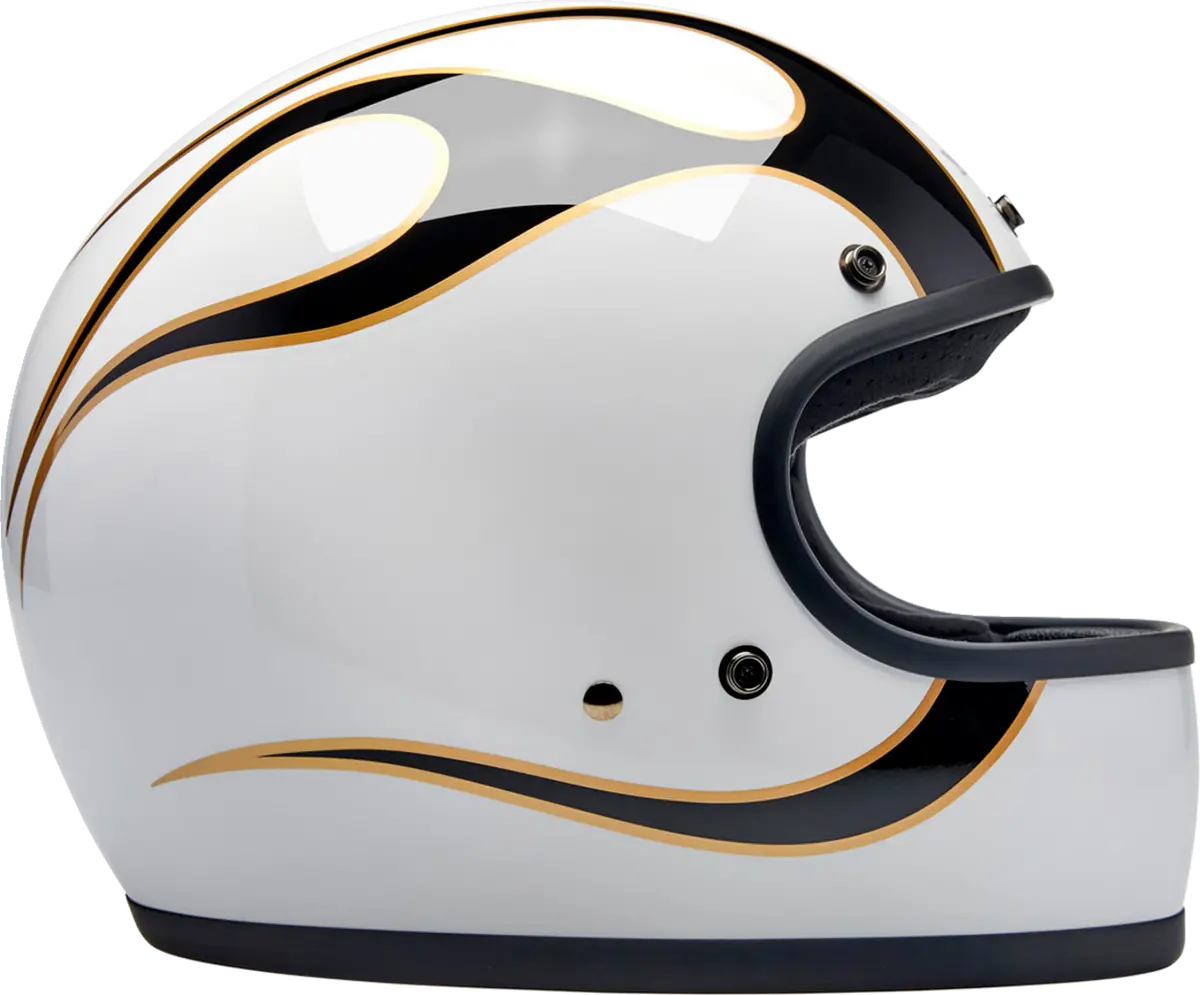 Biltwell Gringo Helmet - Flames - White/Black 3