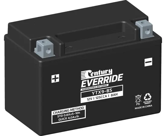 Century Ytx9-Bs Motorcycle Agm Battery - 125Cca 8Ah 1