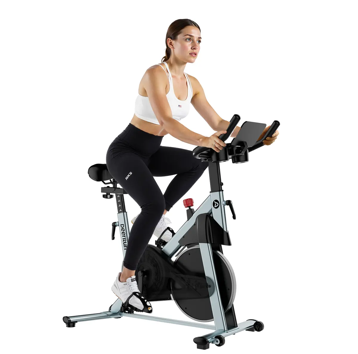 Deerrun S500 Pro King Size Indoor Exercise Bike For Tall Riders 32 Magnetic Adjustable Resistance, Led Screen, Silver 2