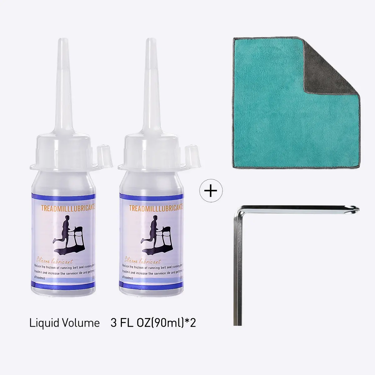 Deerrun®Treadmill Maintenance Kit--Professional Belt Lubricant 3Oz/6Oz, Towel, L-Type Screwdriver With Phillips And Allen Wrench 2