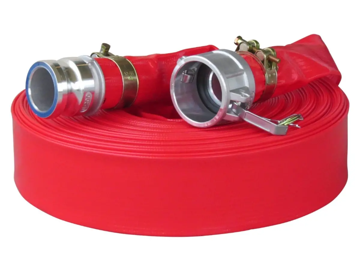 76Mm Rhino Red Layflat Hose 100M + Camlocks 1