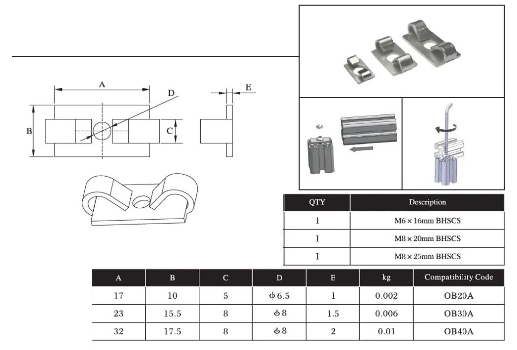 30 Series Standard End Fastener M8 2