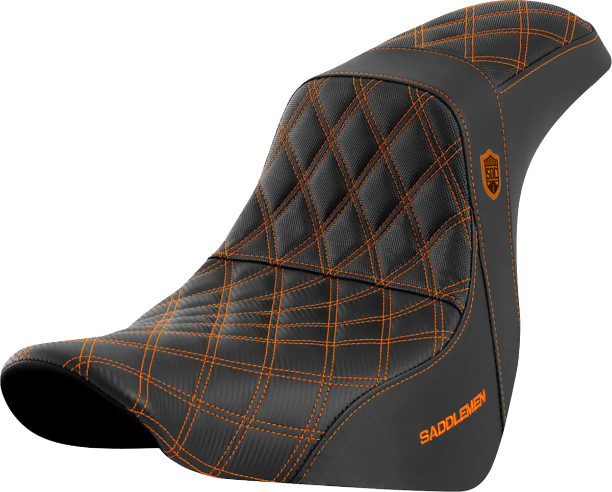 Saddlemen Pro Series Sdc Performance Seat - W/O Backrest - Orange Stitch - Fl/Fx (Sc81829ora) Softail 18-20 1