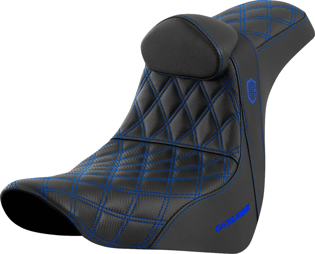 Saddlemen Pro Series Sdc Performance Seat - W/ Backrest - Blue Stitch - Fl/Fx (Sc81829blurt) Softail 18-23 1