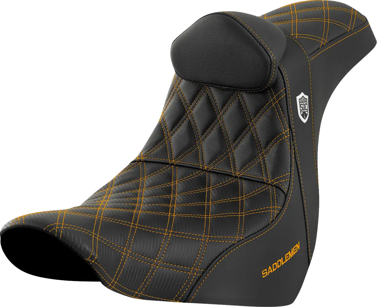 Saddlemen Pro Series Sdc Performance Seat - W/ Backrest - Gold Stitch - Fl/Fx (Sc81829golrt) Softail 18-23 1