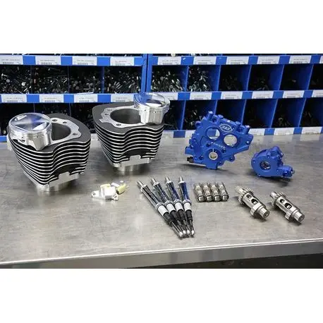 S&S Cycle 100" Power Package For  Twin Cam 88" Models With 585 Easy Start® Chain Drive Cams - Wrinkle Black 1