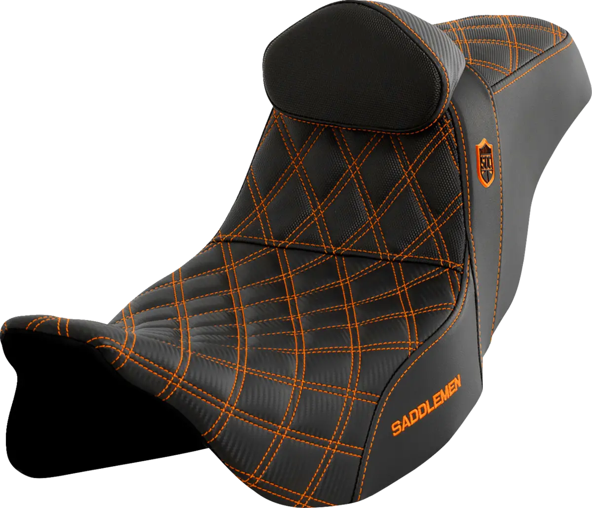 Saddlemen Pro Series Sdc Performance Seat - W/ Backrest - Orange Stitch - Flh/Flt (Sc80807orart) Touring 08-23, Cvo 14 1