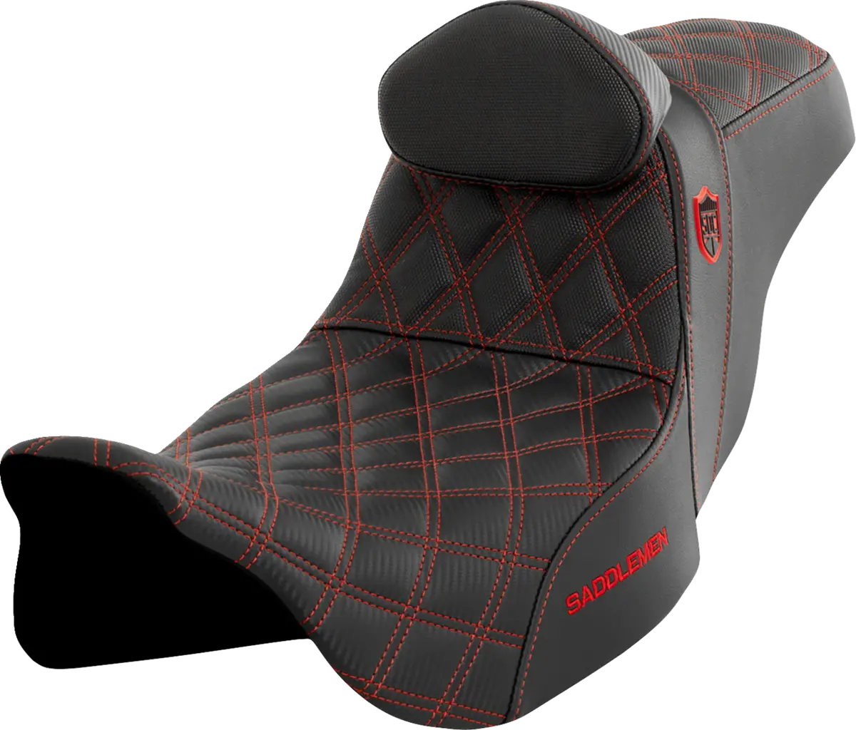 Saddlemen Pro Series Sdc Performance Seat - W/ Backrest - Red Stitch - Flh/Flt (Sc80807redrt) Touring 08-23, Cvo 14 1