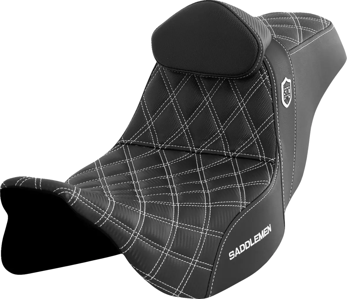 Saddlemen Pro Series Sdc Performance Seat - W/ Backrest - White Stitch - Flh/Flt (Sc80807whirt) Touring 08-23, Cvo 14 1