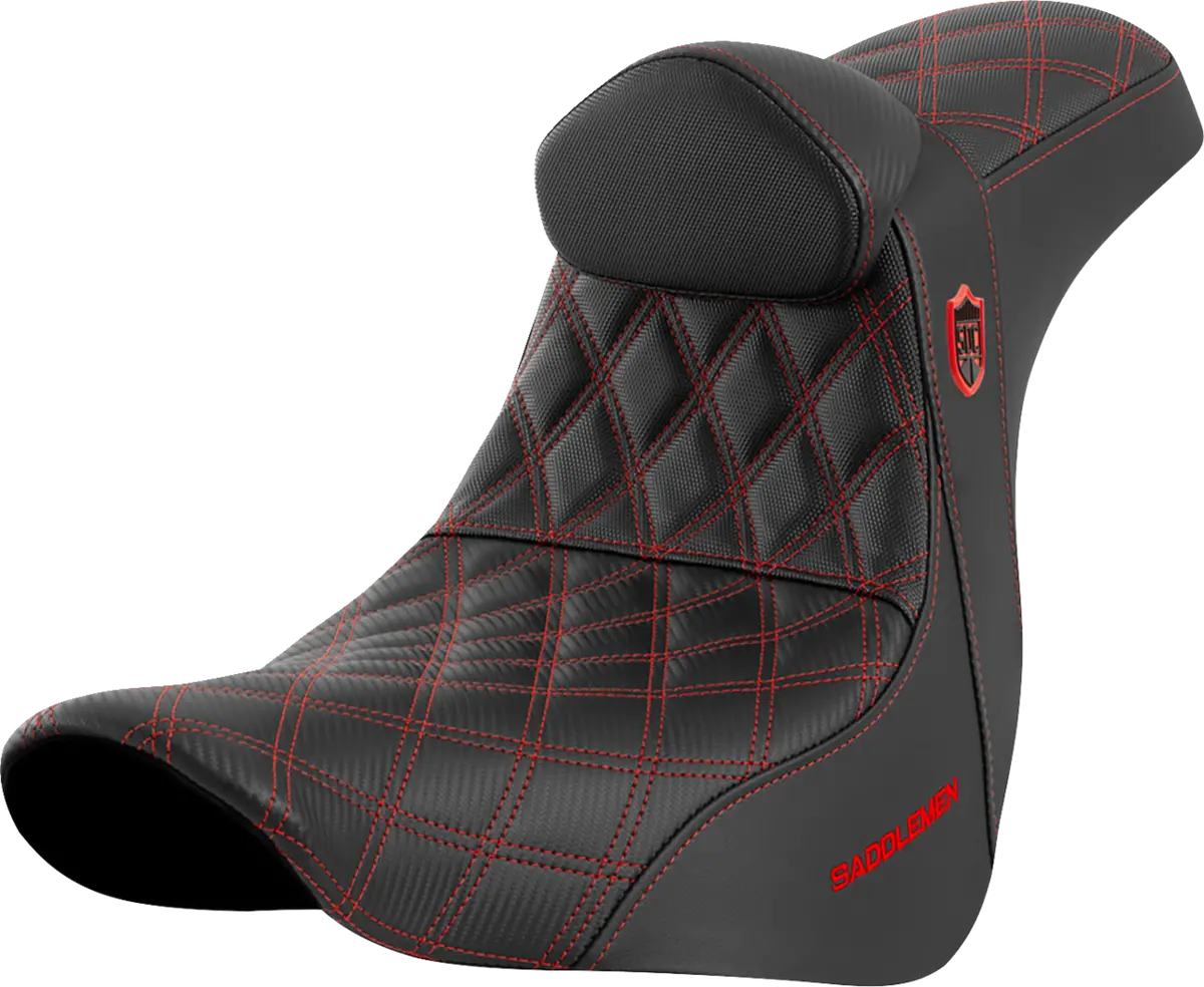 Saddlemen Pro Series Sdc Performance Seat - W/ Backrest - Red Stitch - Fl/Fx (Sc81829redrt) Softail 18-23 1