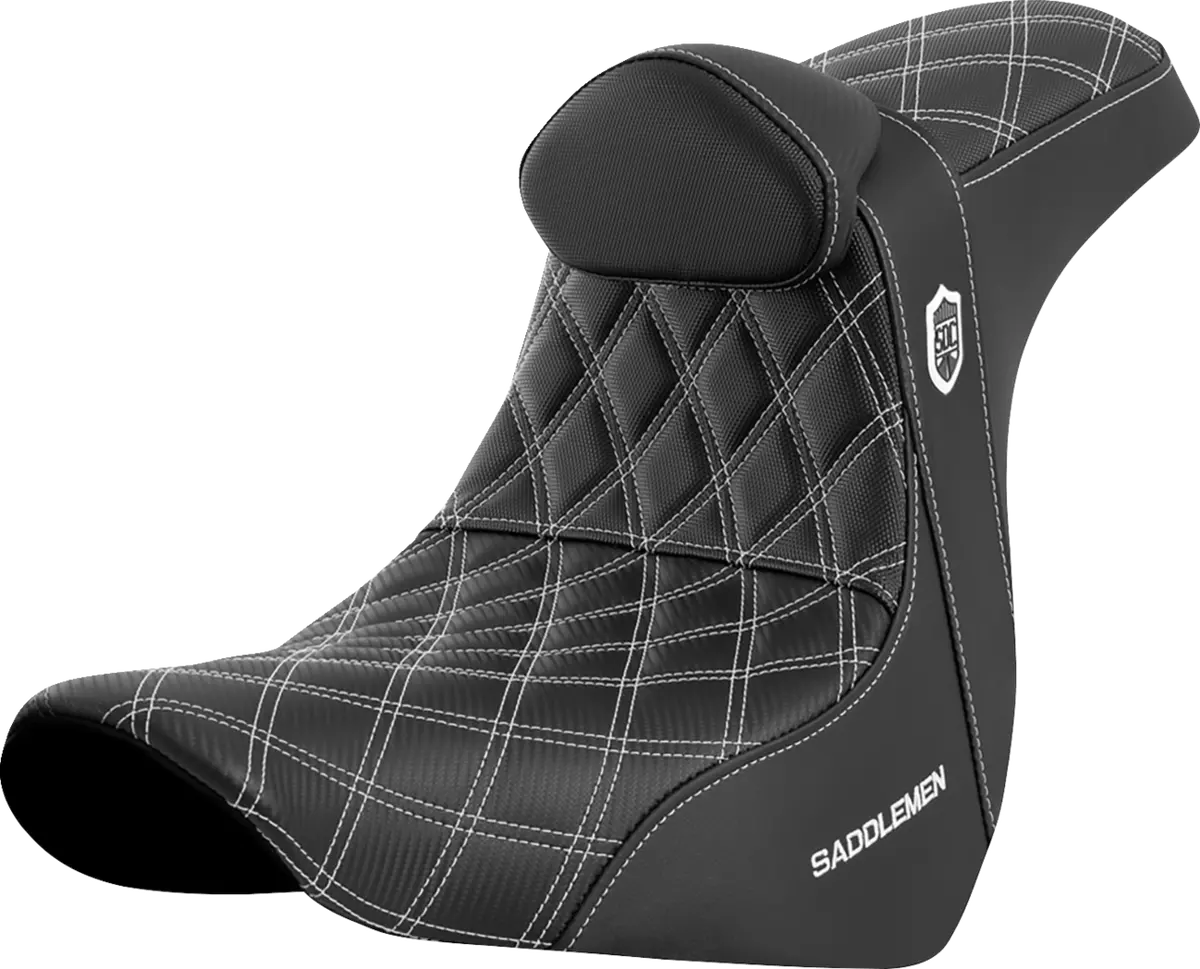 Saddlemen Pro Series Sdc Performance Seat - W/ Backrest - White Stitch - Fl/Fx (Sc81829whirt) Softail 18-23 1