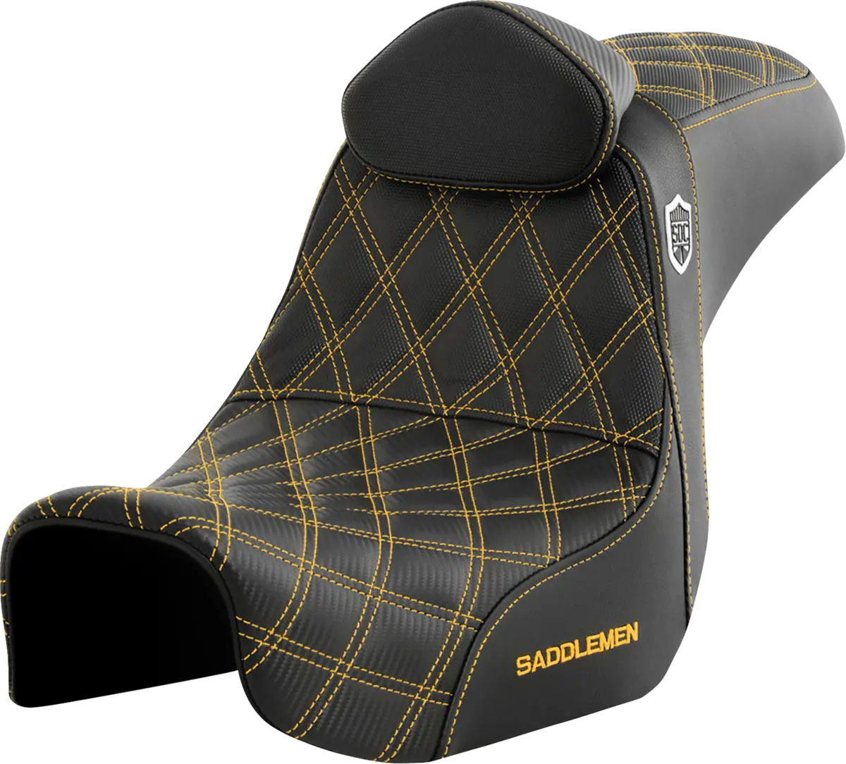 Saddlemen Pro Series Sdc Performance Seat - W/ Backrest - Gold Stitch (Sc80604golrt) Dyna 06-17 1