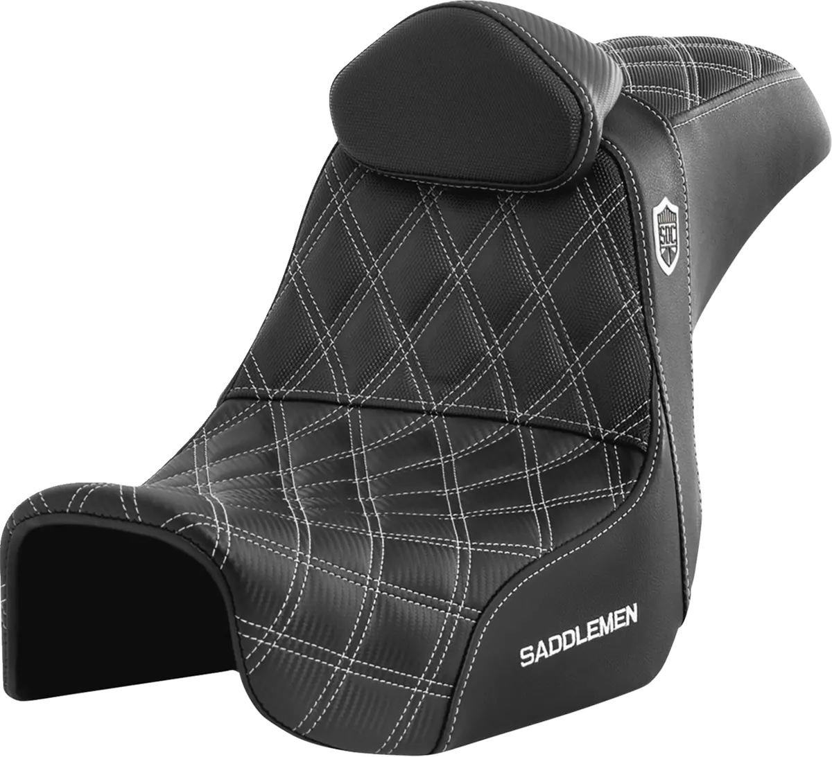 Saddlemen Pro Series Sdc Performance Seat - W/ Backrest - White Stitch (Sc80604whirt) Dyna 06-17 1