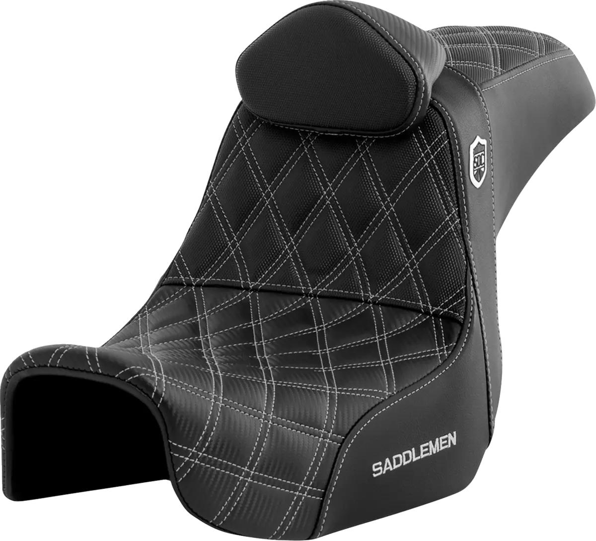 Saddlemen Pro Series Sdc Performance Seat - W/ Backrest - Silver Stitch (Sc80604silrt) Dyna 06-17 1