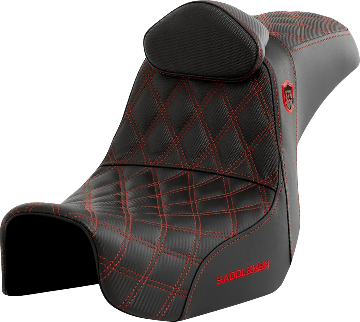 Saddlemen Pro Series Sdc Performance Seat - W/ Backrest - Red Stitch (Sc80604redrt) Dyna 06-17 1