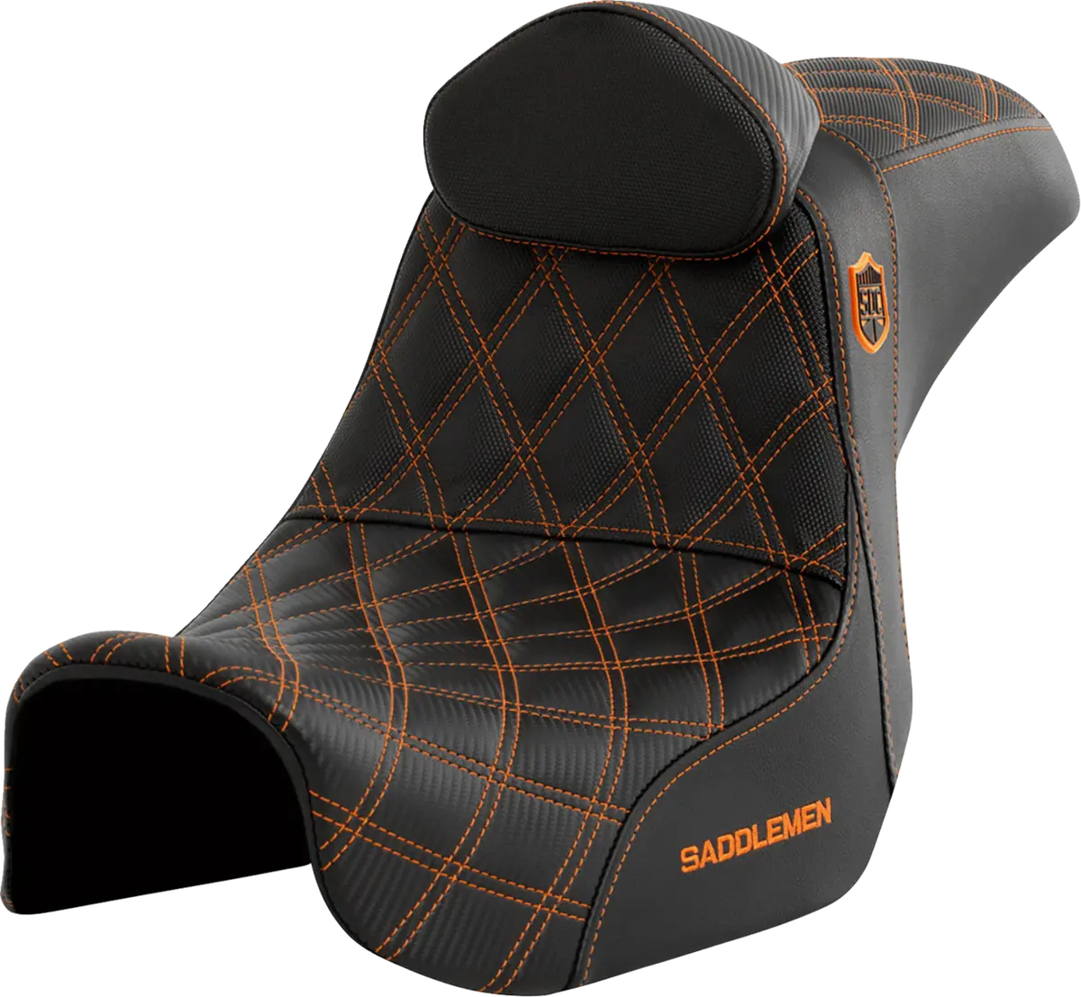 Saddlemen Pro Series Sdc Performance Seat - W/ Backrest - Orange Stitch (Sc80604orart) Dyna 06-17 1
