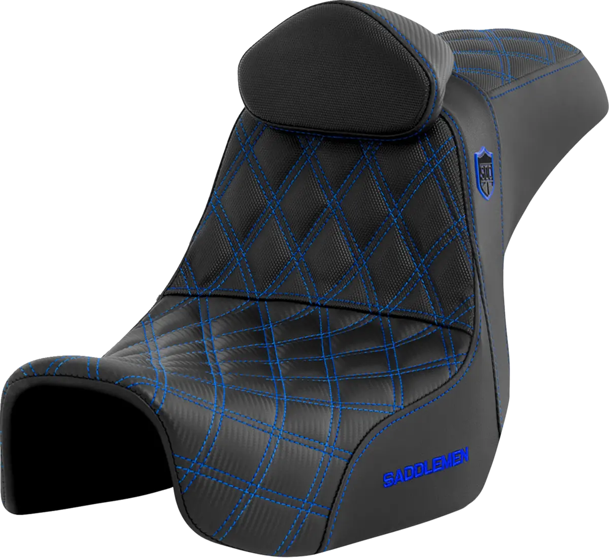 Saddlemen Pro Series Sdc Performance Seat - W/ Backrest - Blue Stitch (Sc80604blurt) Dyna 06-17 1