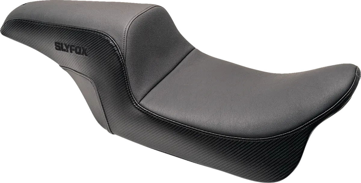 Slyfox Drifter Seat - Black Logo - Smooth Vinyl - Carbon Fiber - Dyna '06-'17 Slyfox4682a 1