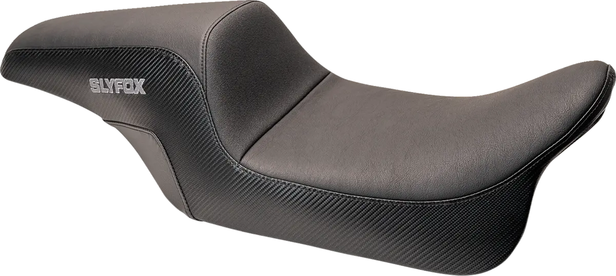 Slyfox Drifter Seat - Gray Logo - Smooth Vinyl - Carbon Fiber - Dyna '06-'17 Slyfox4682b 1