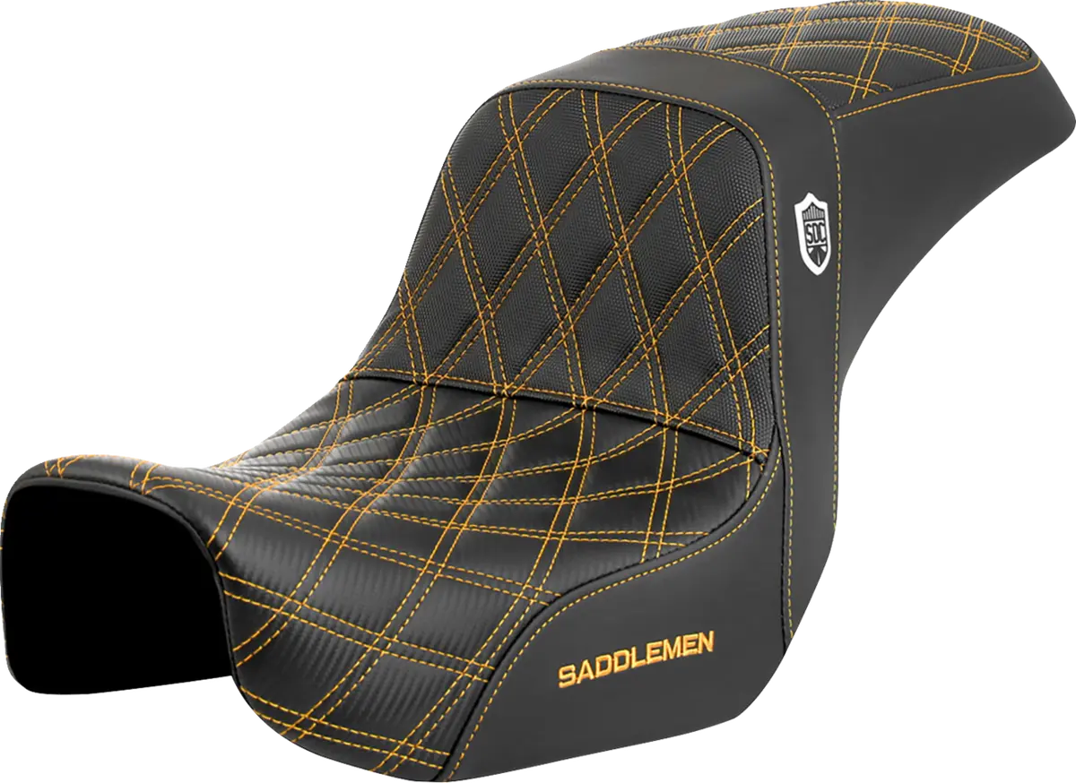 Saddlemen Pro Series Sdc Performance Seat - Carbon Fiber/Lumbar Gripper - Gold Stitch (Sc80604gol) Dyna 06-17 1