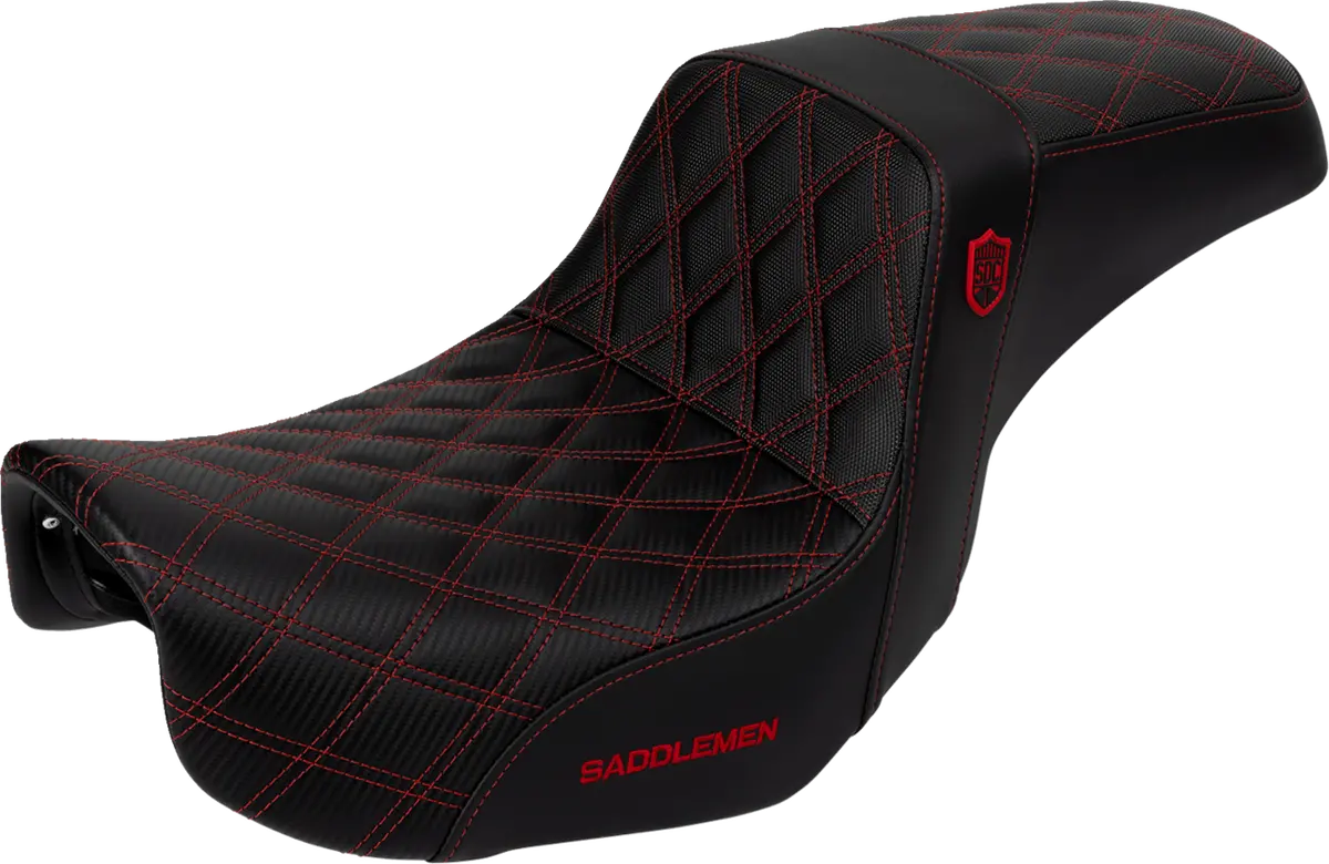 Saddlemen Pro Series Sdc Performance Seat - Carbon Fiber/Lumbar Gripper - Red Stitch (Sc80604red) Dyna 06-17 1