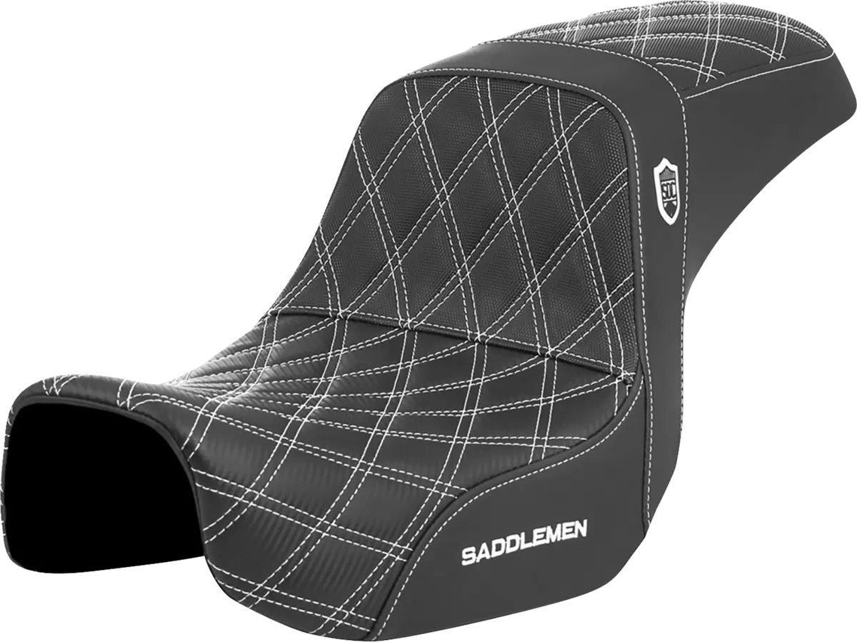 Saddlemen Pro Series Sdc Performance Seat - Carbon Fiber/Lumbar Gripper - White Stitch (Sc80604whi) Dyna 06-17 1