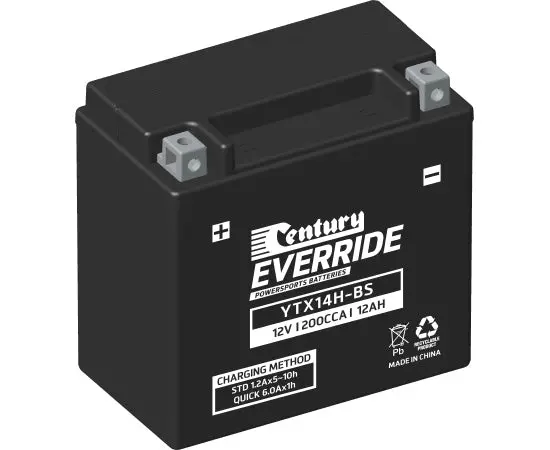 Century Ytx14h-Bs Motorcycle Agm Battery - 200Cca 12Ah 1
