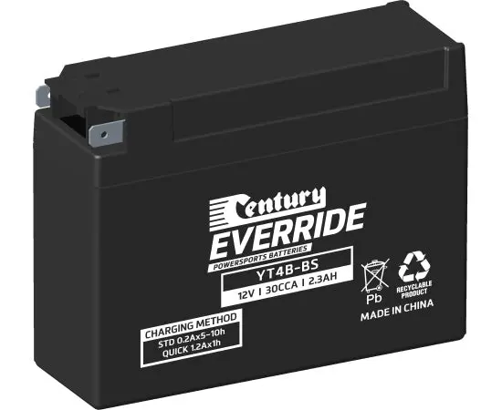 Century Yt4b-Bs Motorcycle Agm Battery - 30Cca 2.3Ah 1