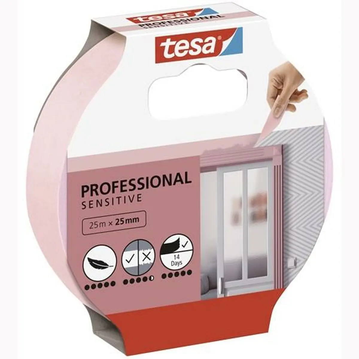 Fita Adesiva Tesa Professional Sensitive Pintor Cor De Rosa 12 Unidades (25 Mm X 50 M) 2