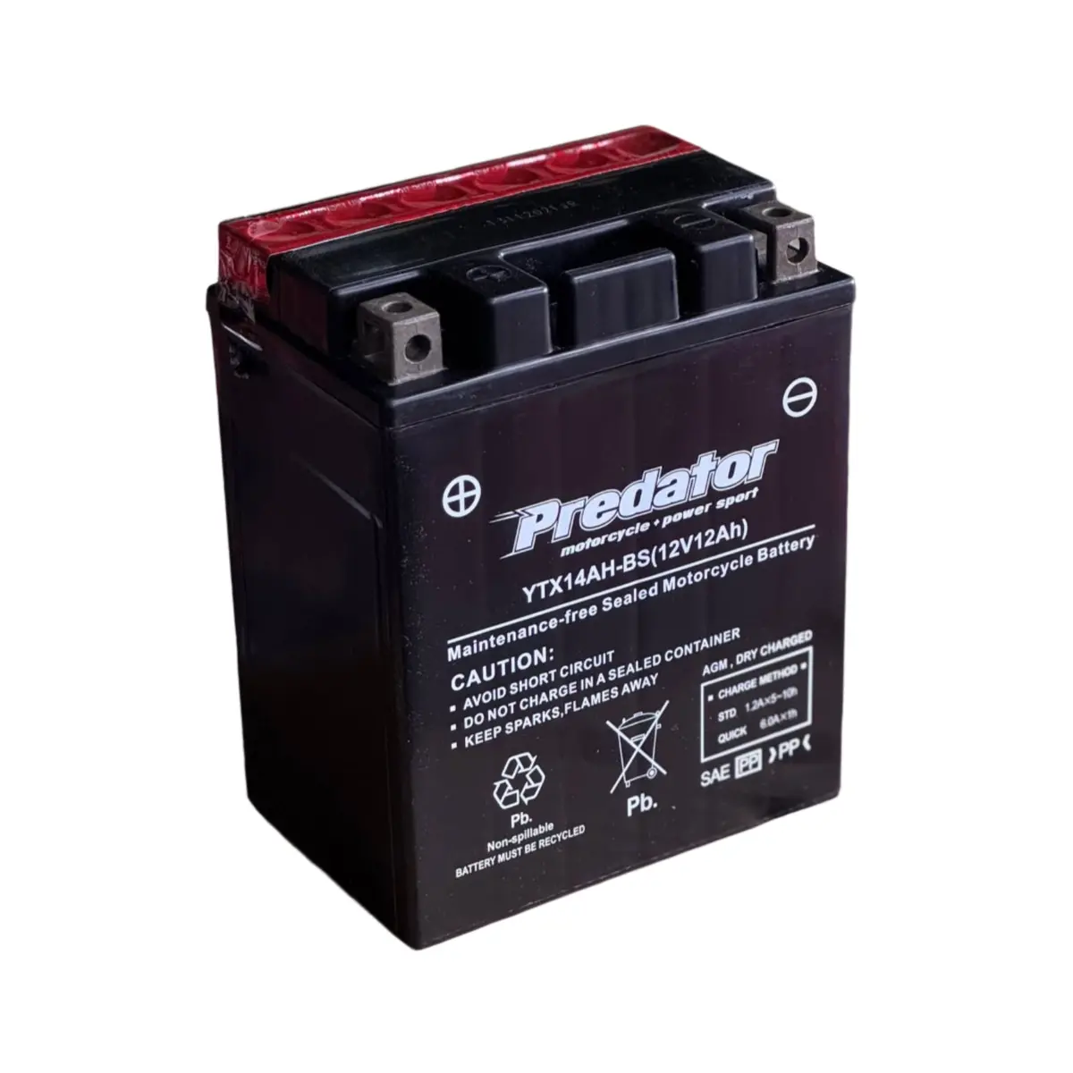 Predator Ytx14ah-Bs 12V 12Ah Motorcycle Battery 1
