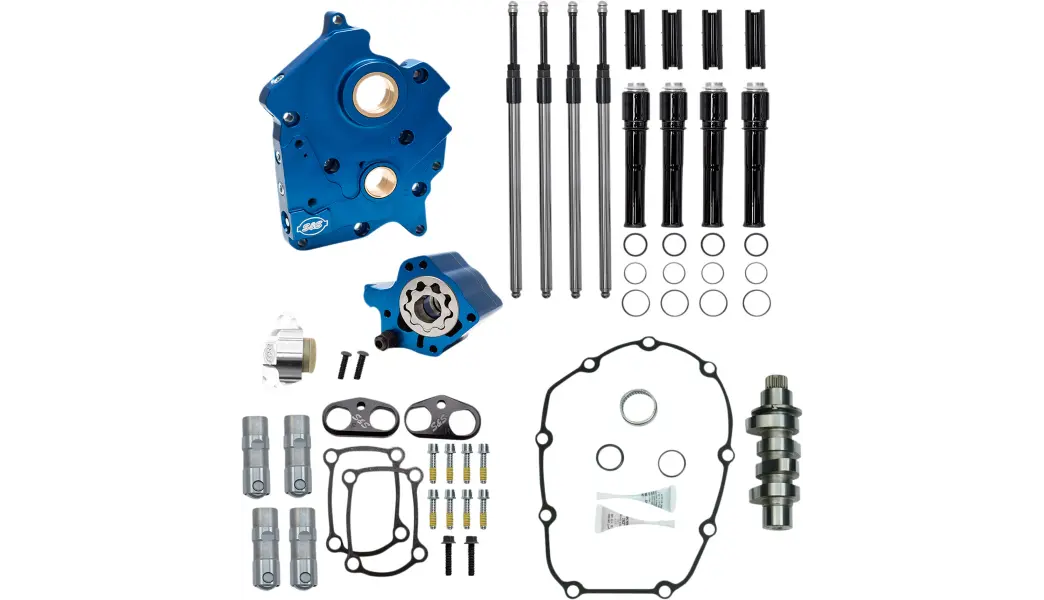 S&S Cycle Cam Chest Kit With Plate - Chain Drive - Oil Cooled - 475 Cam - Black Pushrods - M8 1