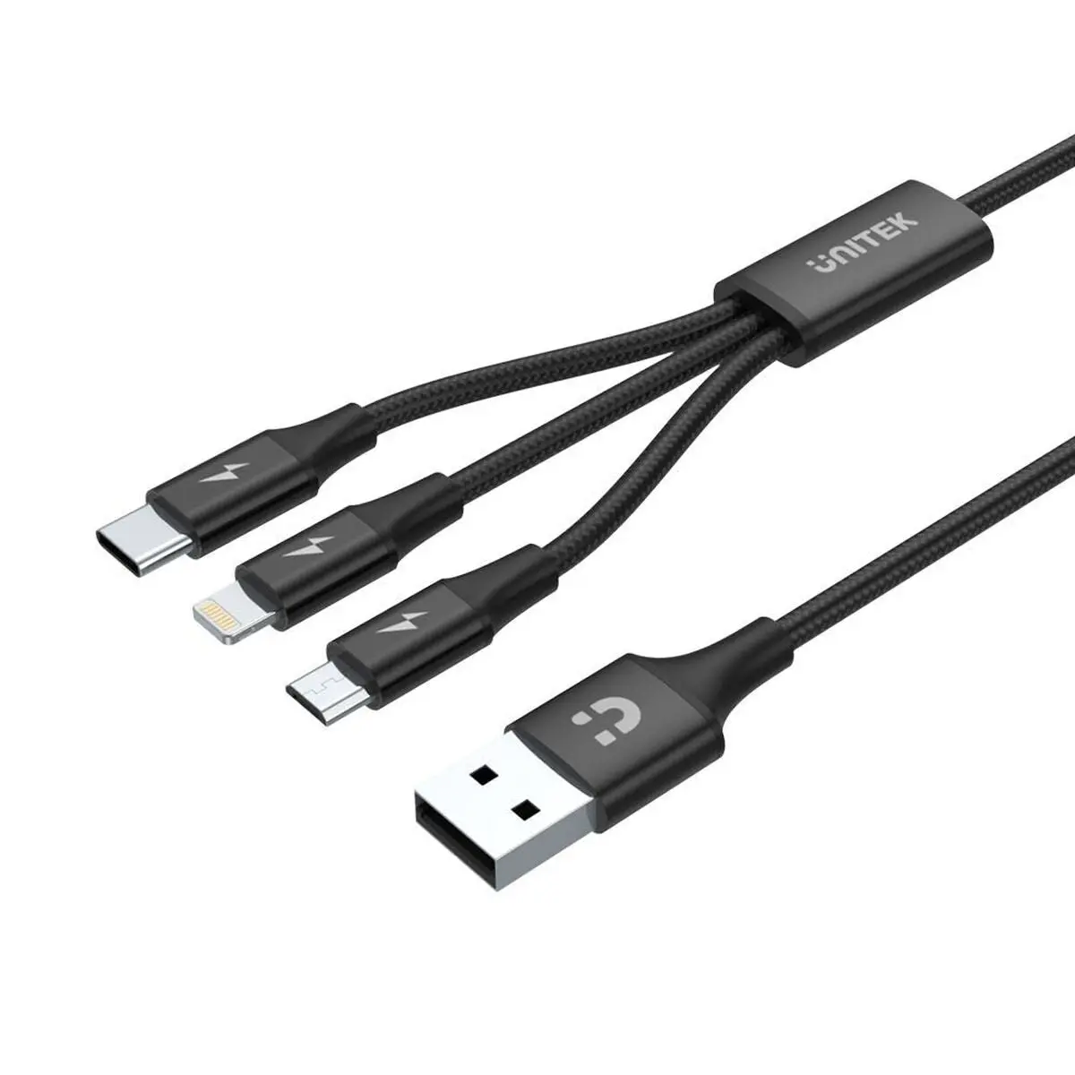 Cabo Usb Para Micro Usb, Usb-C E Lightning Unitek C14049bk Preto 1,2 M 1