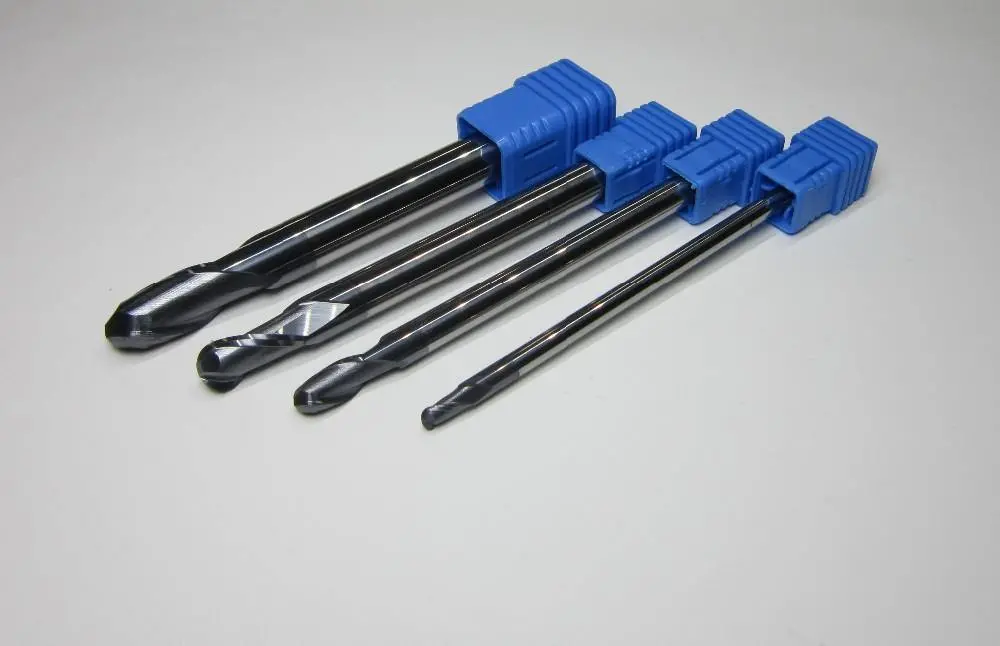 4Pcs Hrc45 R2.0 R3.0 R4.0 R5.0 2F Long Shank L-100Mm Carbide Ball Nose End Mills Set Bit 2