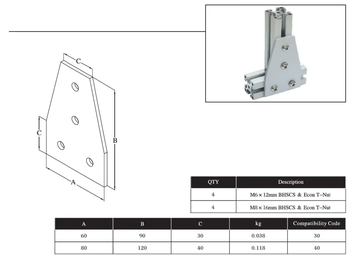 4T Bolts Reinforcement Connection Joining Plate   3030 (4 Tee Joining Plate) 2