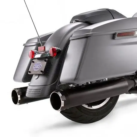 S&S Cycle - Mk45 Slip-On Mufflers Ceramic Black With Highlight Machined Black Thruster End Caps - 4.5" For 2017-'19 M8 Touring Models 1