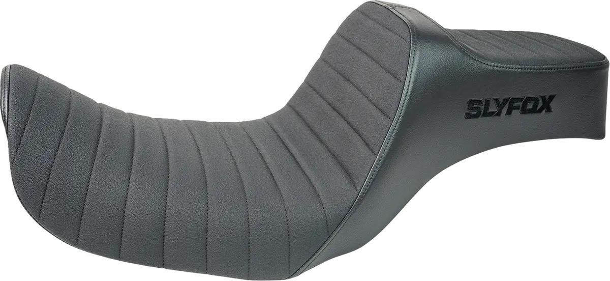 Slyfox Highnoon Seat - Vinyl - Classic Stitch - Black Logo - Dyna '12-'16 4694A-Slyfox 1