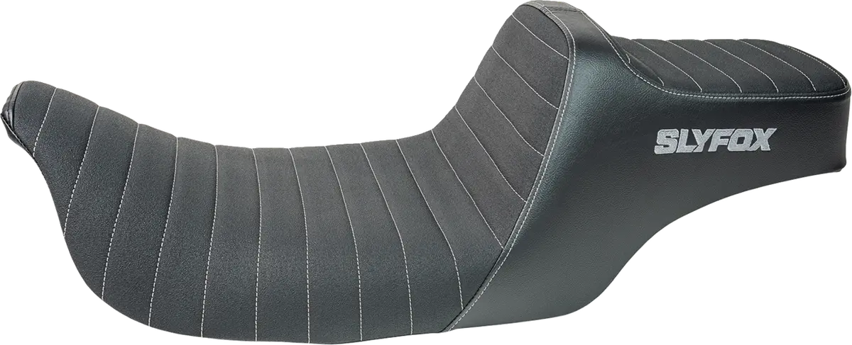 Slyfox Highnoon Seat - Vinyl - Classic Stitch - Gray Logo - Fl '97-'07 4702B-Slyfox 1