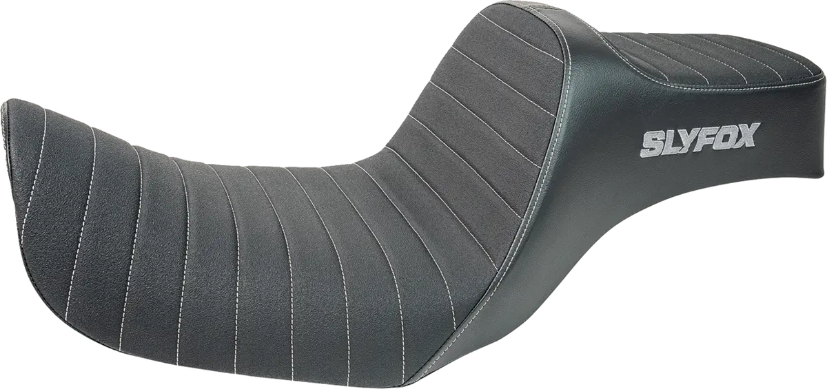 Slyfox Highnoon Seat - Vinyl - Classic Stitch - Gray Logo - Dyna '12-'16 4694B-Slyfox 1