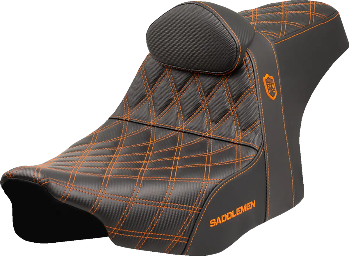 Saddlemen Pro Series Sdc Performance Seat - Orange Stitching - W/ Backrest - Flt/Flh (Sc82307db3) Touring 23-25 1