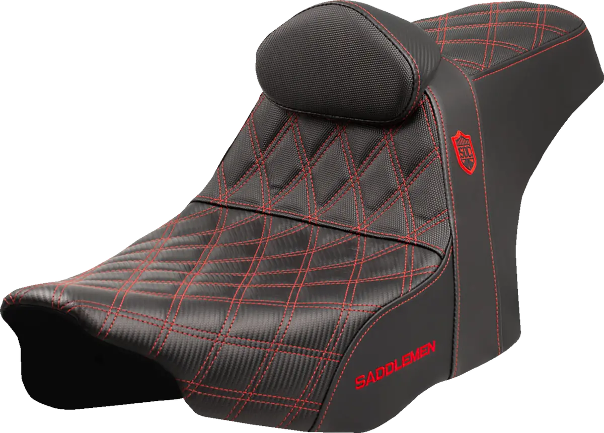 Saddlemen Pro Series Sdc Performance Seat - Red Stitching - W/ Backrest - Flt/Flh (Sc82307db4) Touring 23-25 1