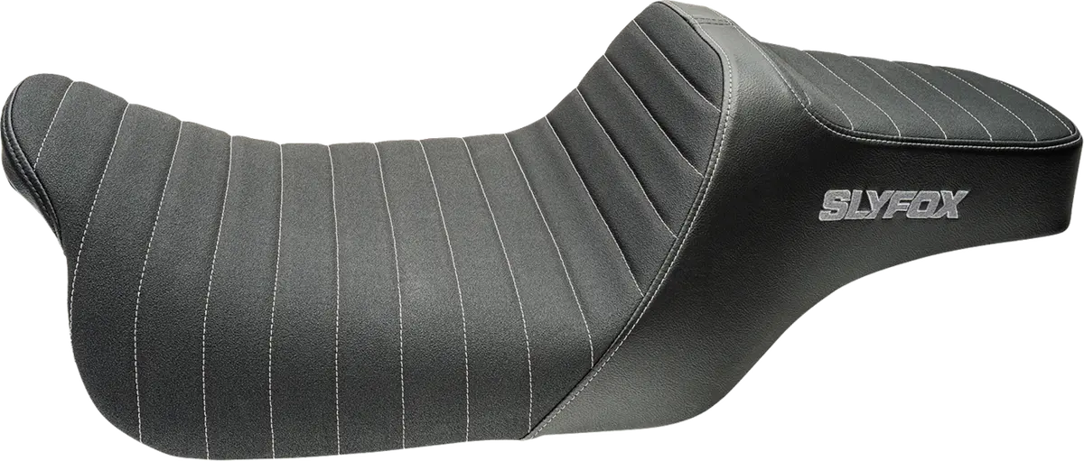 Slyfox Highnoon Seat - Vinyl - Classic Stitch - Silver Logo - Flh/Flt '08-'24 4710B-Slyfox 1