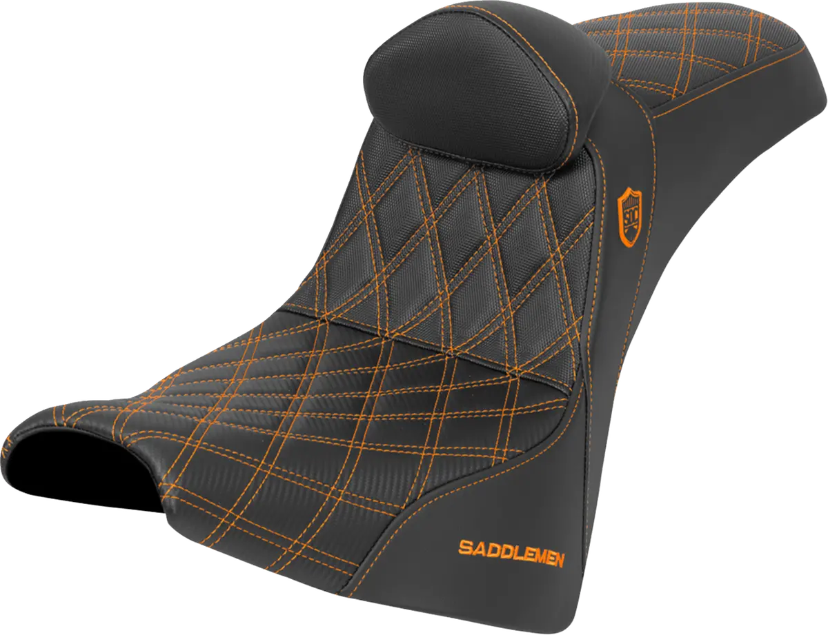 Saddlemen Pro Series Sdc Performance Seat - W/ Backrest - Orange Stitch - Gripper - Fxbb/Fxst (Sc81830db3) Softail 18-25 1