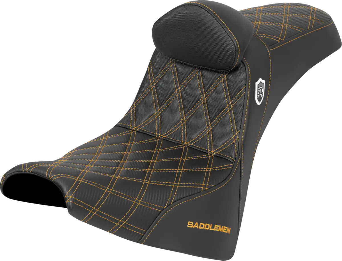 Saddlemen Pro Series Sdc Performance Seat - W/ Backrest - Gold Stitch - Gripper - Fxbb/Fxst (Sc81830db7) Softail 18-25 1
