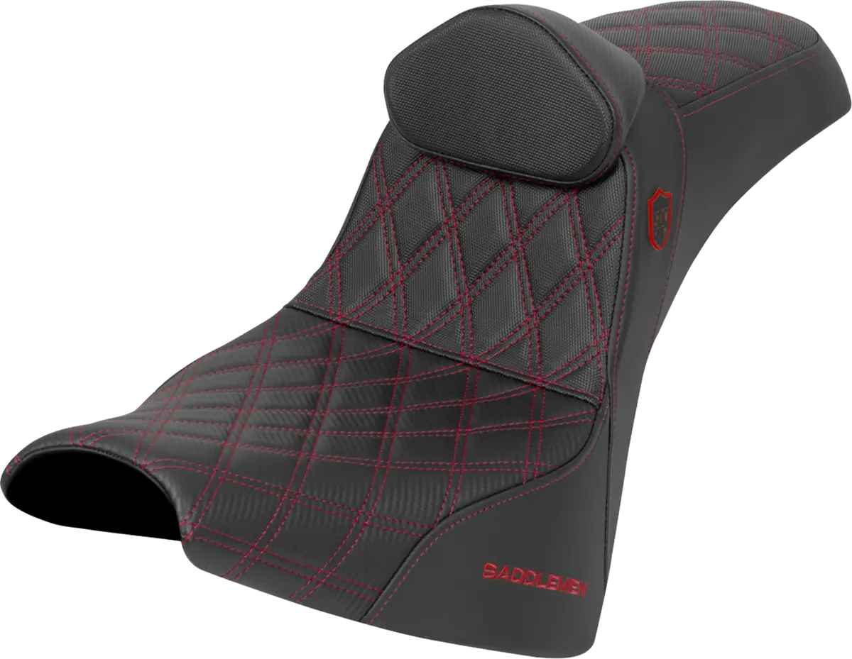 Saddlemen Pro Series Sdc Performance Seat - W/ Backrest - Red Stitch - Gripper - Fxbb/Fxst (Sc81830db4) Softail 18-25 1
